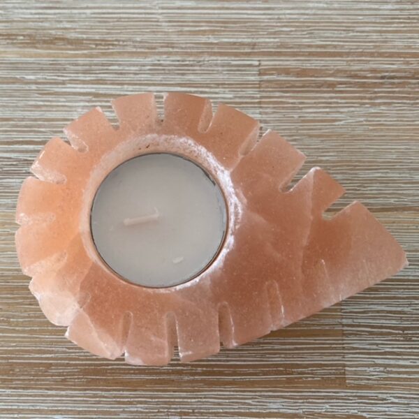Orange selenite leaf shape tealight holder